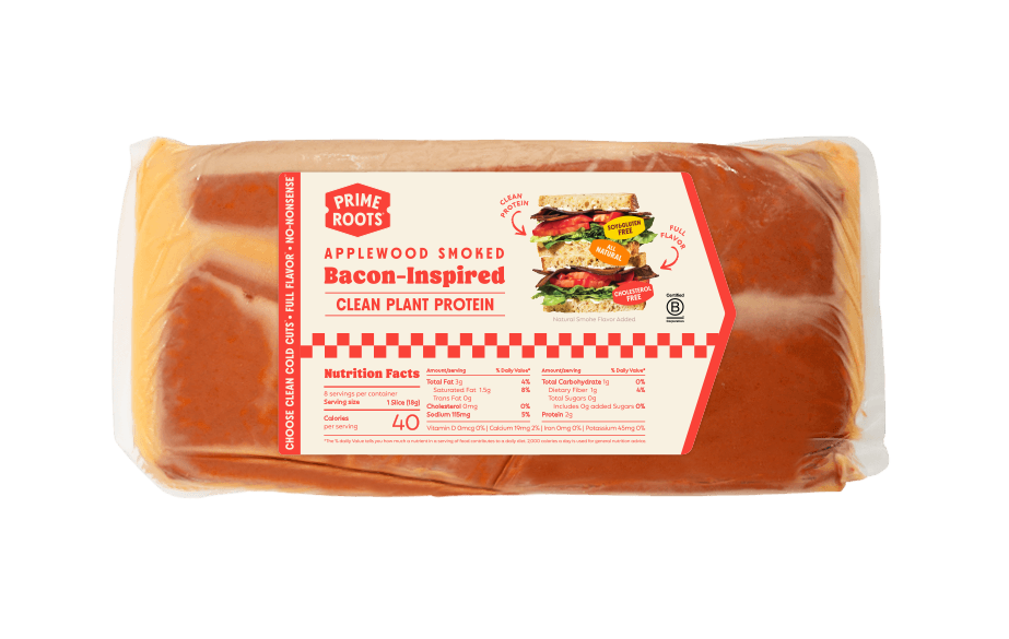 Sliced Applewood Smoked Bacon-Inspired Clean Plant Protein