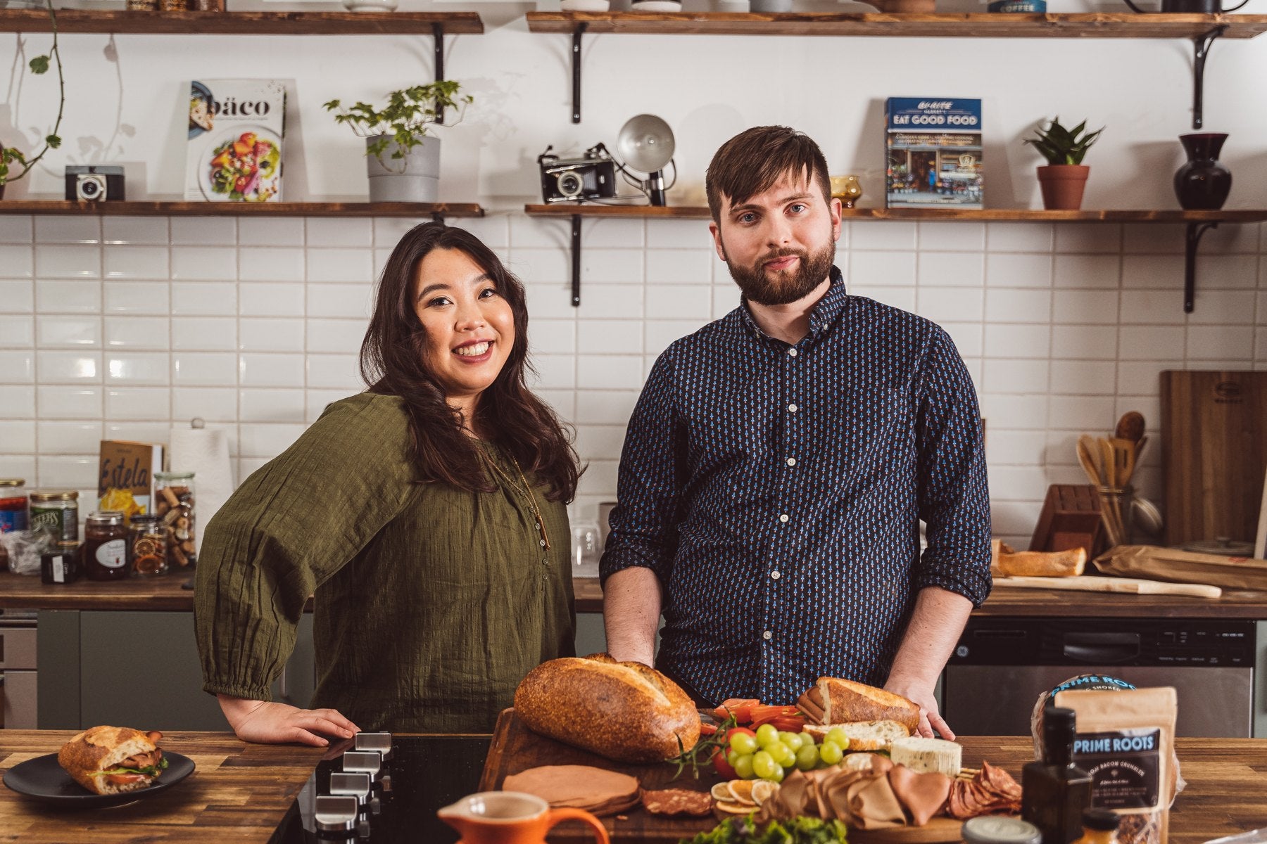 Kim and Josh at the kitchen counter